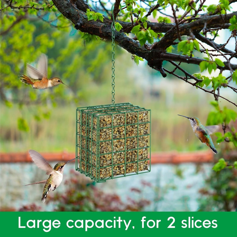 Trieez Bird Feeder for Outdoors, Large Capacity Suet Feeder Hanging Birdfeeder, Bird Feeder Hanging for Garden Yard Outside - 2 Slices Suet Cake Feeders fo Attracting Birds - Image 3